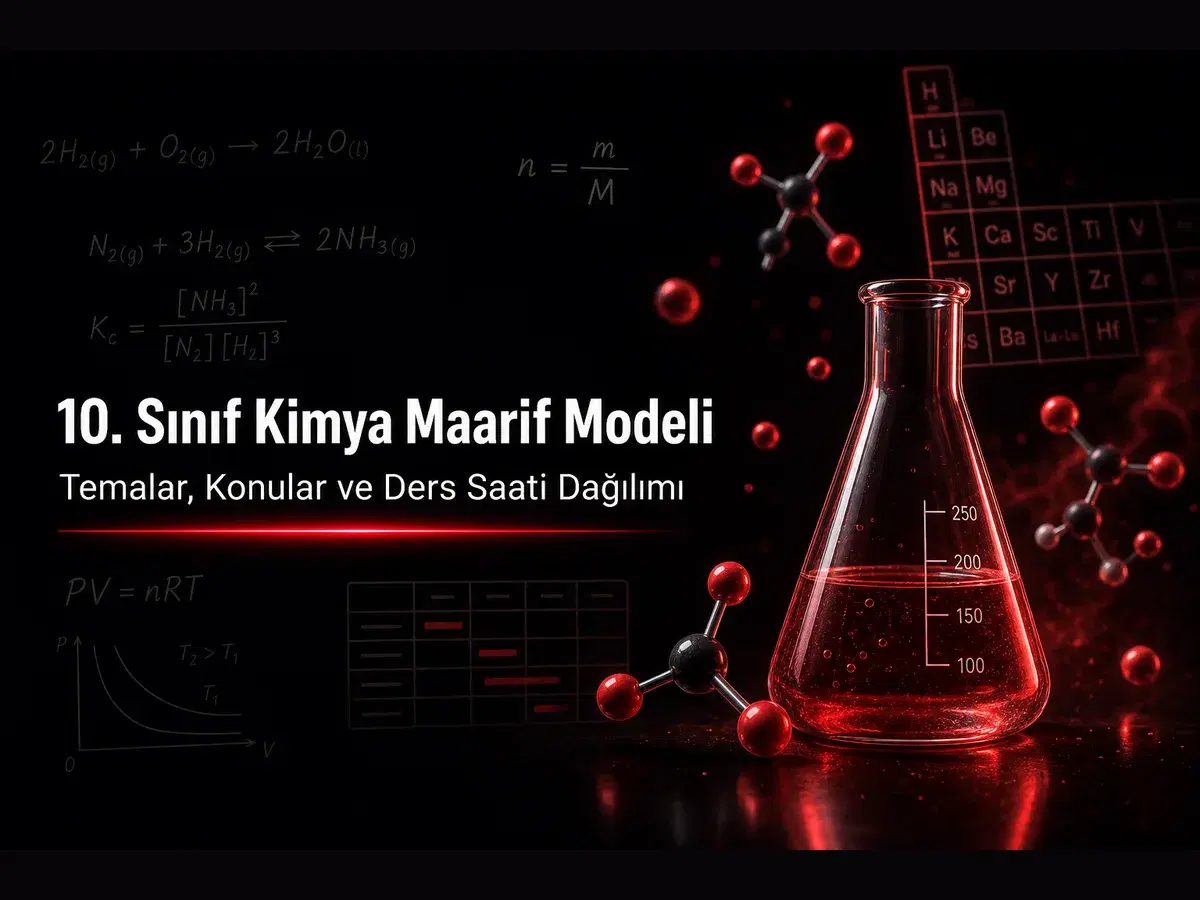 10. sınıf kimya Maarif Modeli temaları, konuları ve ders saati dağılımı konulu TYT kimya blog kapak görseli
