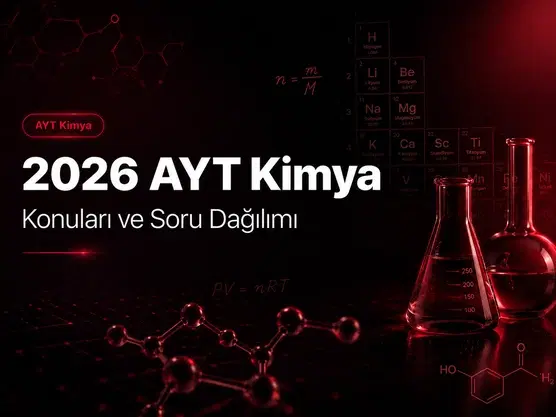 2026 AYT Kimya konuları ve soru dağılımı tablosu üzerinde çalışan YKS öğrencisinin kimya çalışma masası