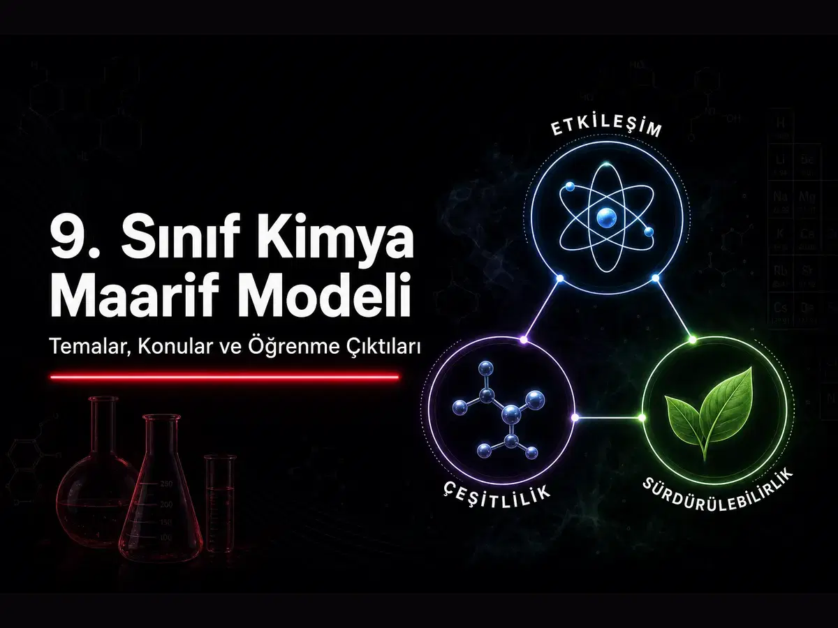 9. sınıf kimya Maarif Modeli temaları, konuları ve öğrenme çıktıları konulu TYT kimya blog kapak görseli