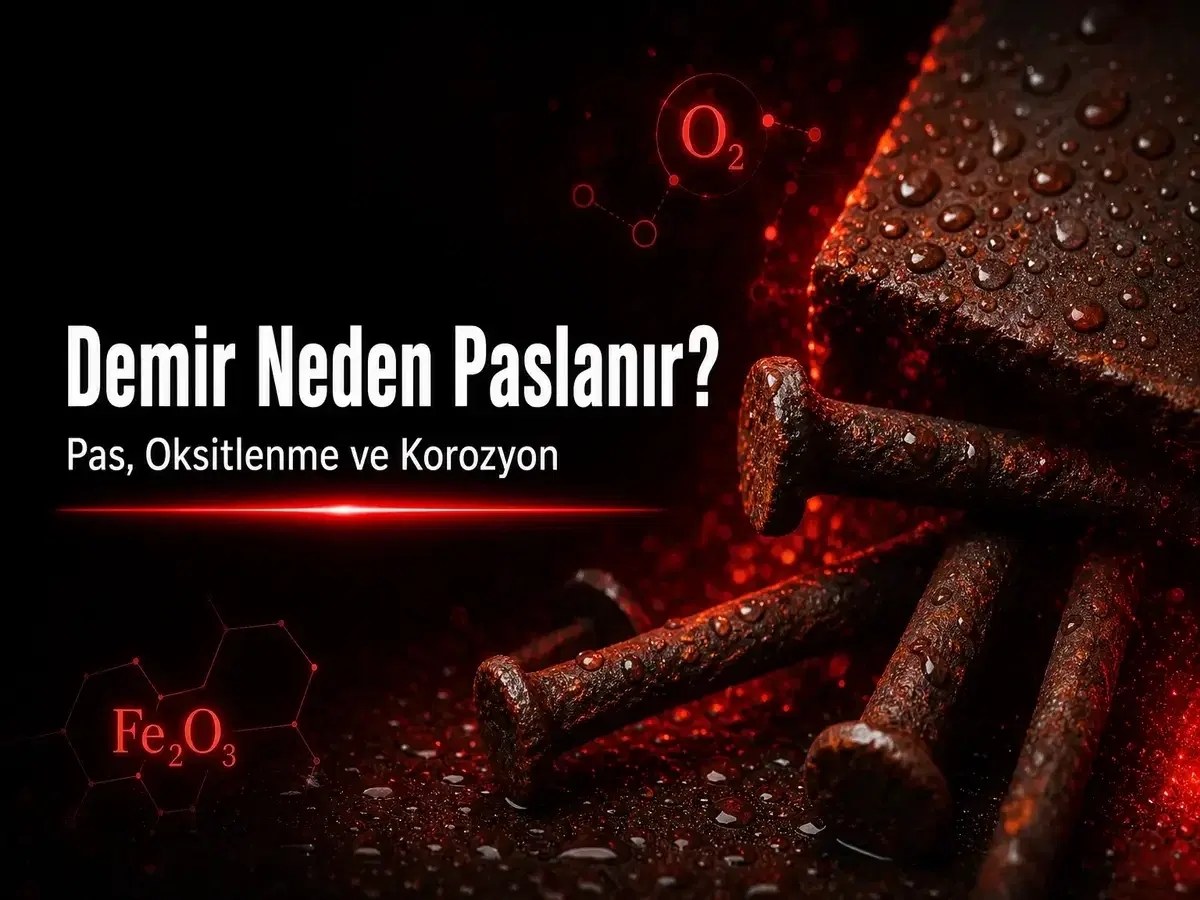 Paslanmış demir, oksitlenme ve korozyon sürecini gösteren TYT AYT kimya blog kapak görseli