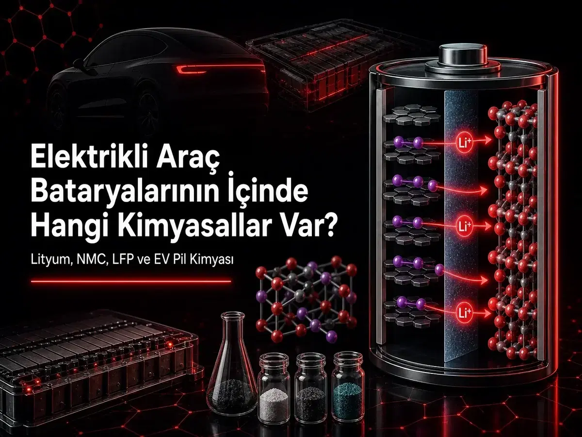 Elektrikli araç bataryası kimyasalları; lityum iyon hücre katmanları ve EV pil kimyası konulu TYT AYT blog kapak görseli