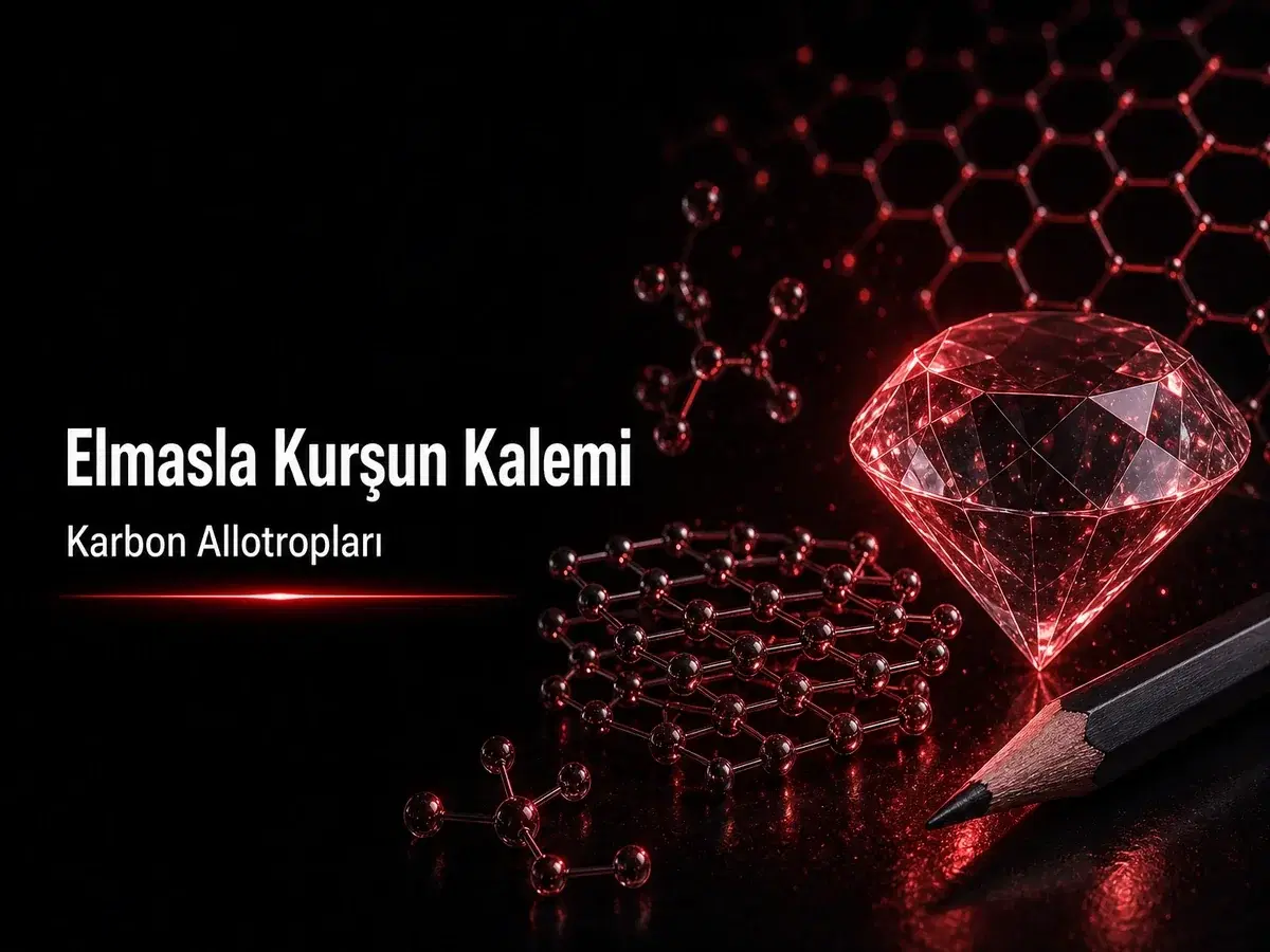 Elmas ve kurşun kalemi grafit yapısını karşılaştıran karbon allotropları TYT kimya blog kapak görseli