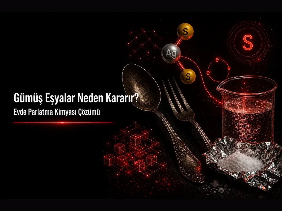 Gümüş eşya kararması: gümüş sülfür Ag2S, kükürt teması ve alüminyum folyo parlatma konulu TYT kimya blog kapağı