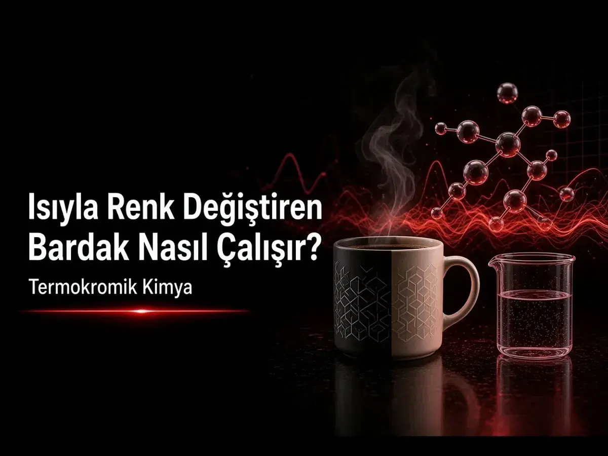 Isıyla renk değiştiren sihirli kupa: termokromik boya, sıcak kahve ve kapak görseli