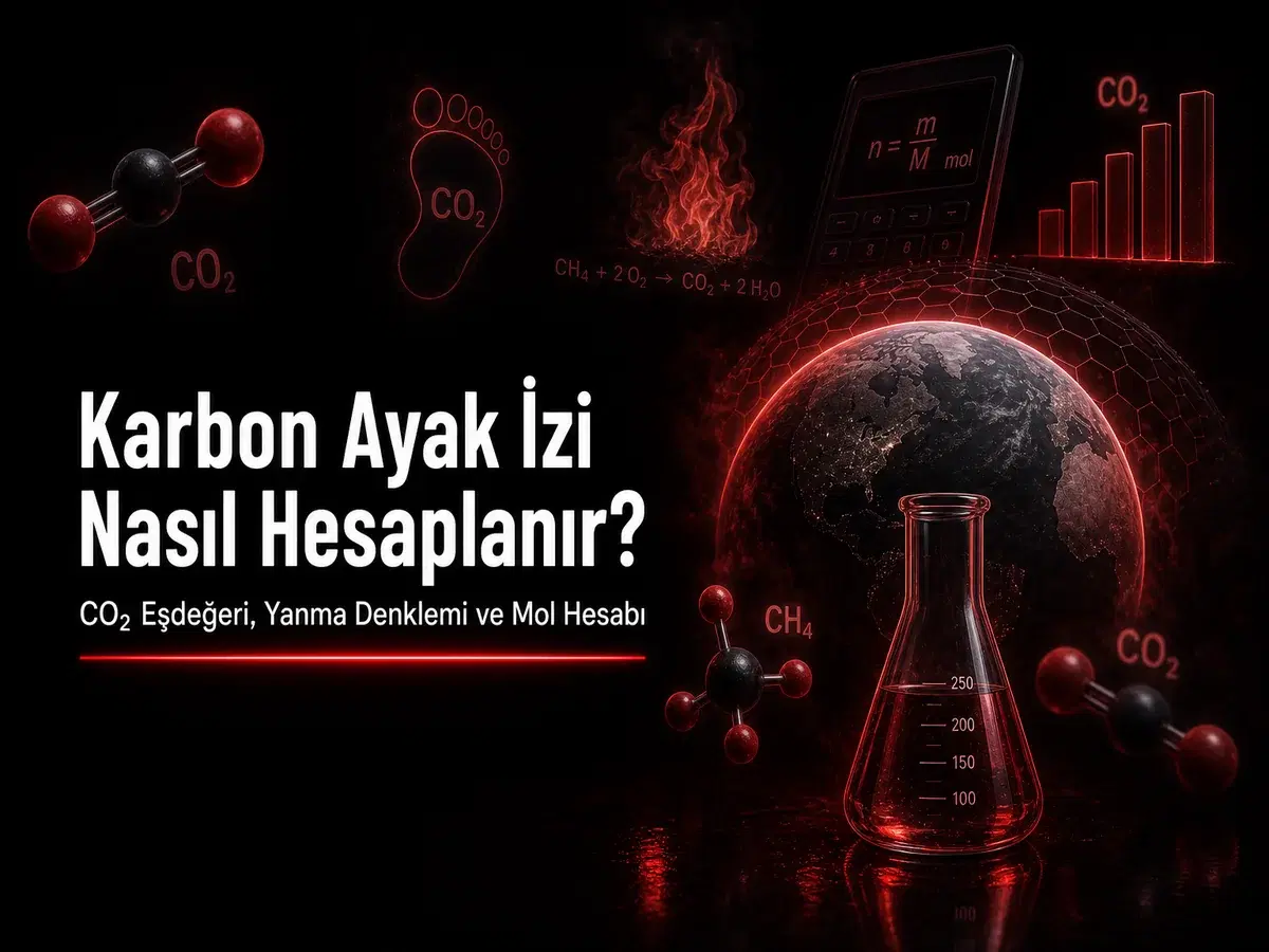 Karbon ayak izi hesaplama, CO2 eşdeğeri ve yanma denklemi konulu TYT kimya blog kapak görseli