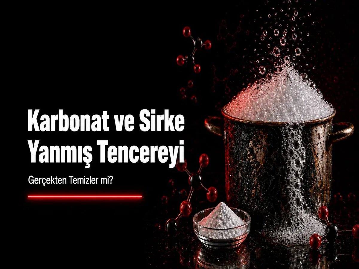 Karbonat ve sirke ile yanmış tencere temizliği, asit-baz tepkimesi konulu TYT kimya blog kapak görseli