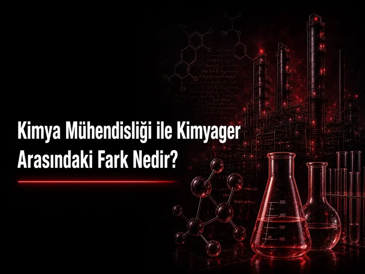 Kimyager laboratuvarı ile kimya mühendisi tesis karşılaştırması; YKS meslek rehberi kapak görseli