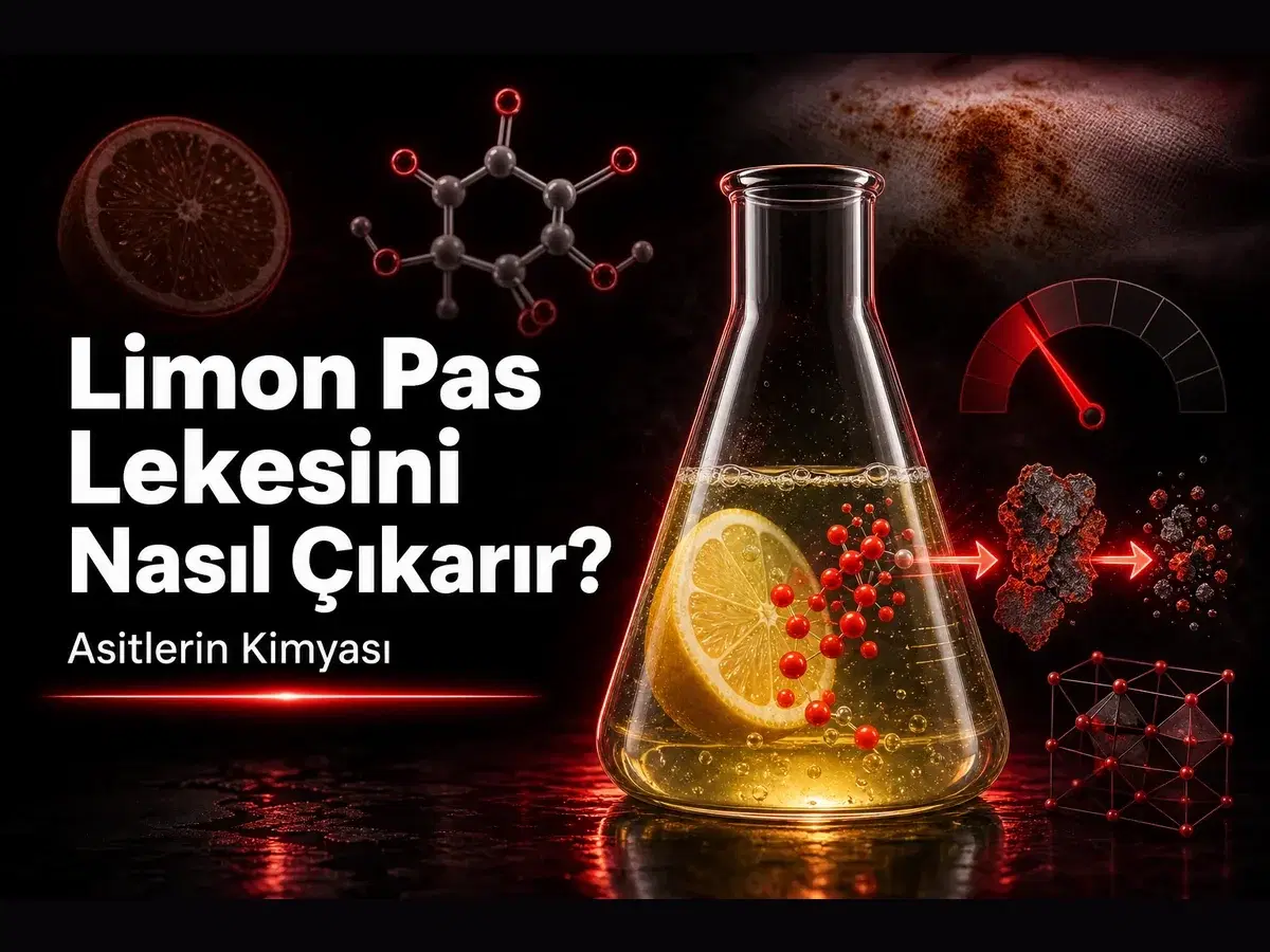 Limon ile pas lekesi temizleme, sitrik asit ve demir oksit tepkimesi konulu TYT kimya blog kapak görseli