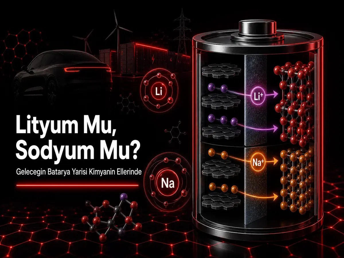 Lityum mu sodyum mu batarya yarışı; Li iyon Na iyon pil kimyası karşılaştırması konulu TYT AYT blog kapak görseli