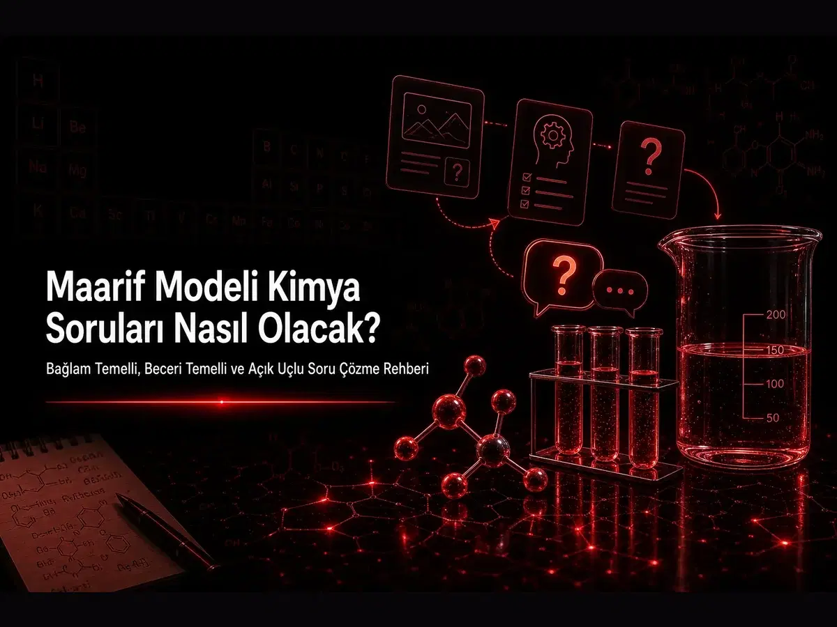 Maarif Modeli kimya soruları, bağlam temelli ve beceri temelli soru çözme rehberi konulu YKS blog kapak görseli