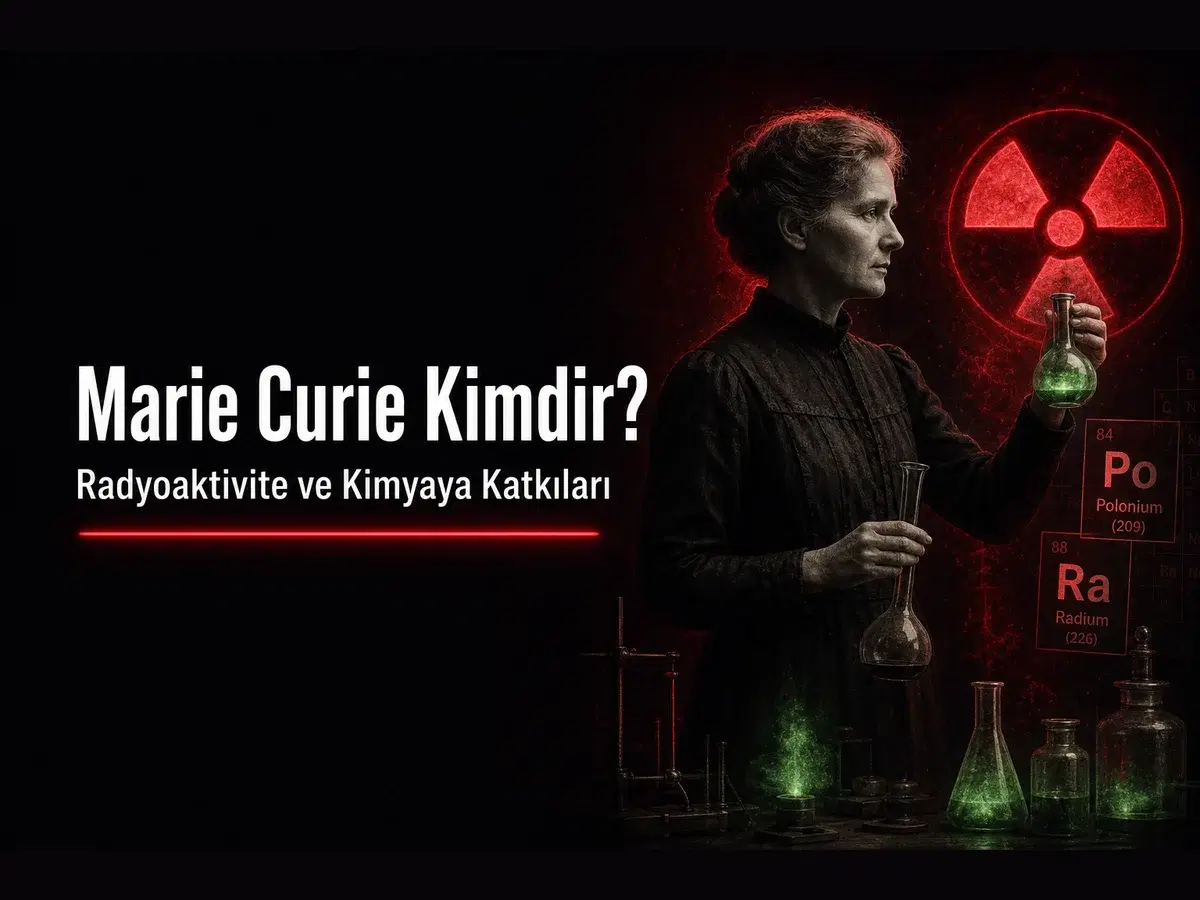 Marie Curie, radyoaktivite sembolü, polonyum ve radyum elementleri konulu TYT kimya blog kapak görseli