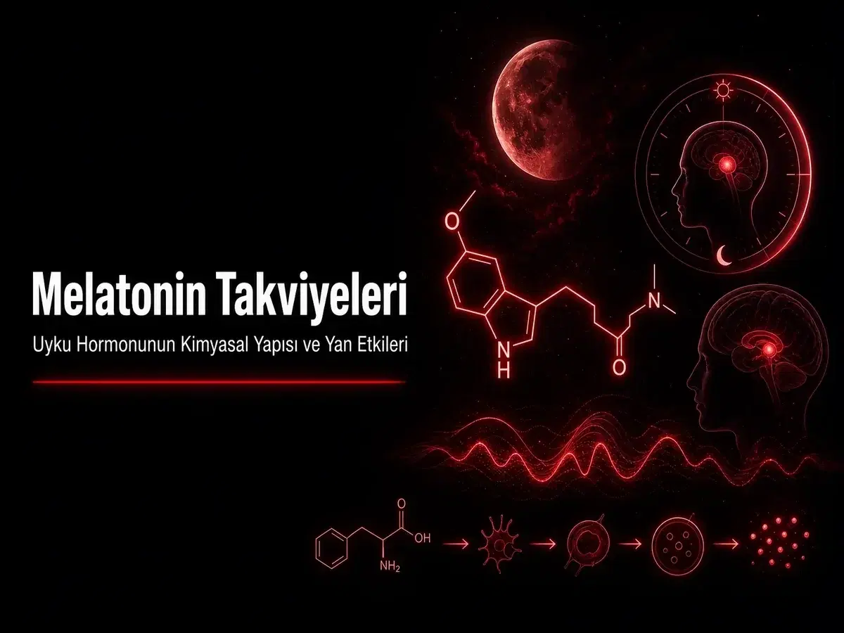 Melatonin takviyesi uyku hormonu kimyası; triptofan serotonin yolu ve TYT blog kapak görseli
