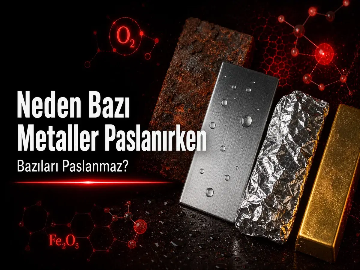 Demir, alüminyum ve paslanmaz çelik paslanma karşılaştırması; pasif tabaka ve TYT korozyon kapak görseli