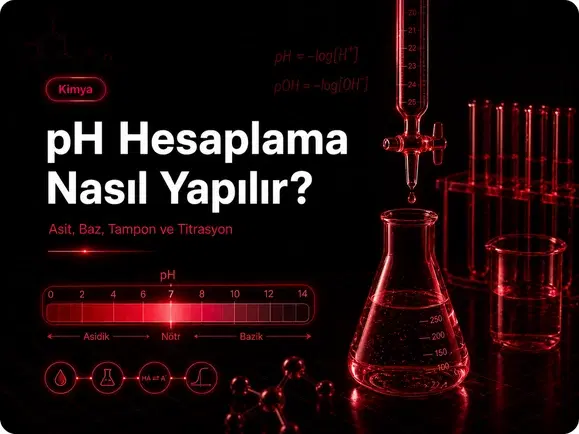 pH hesaplama formülleri, asit baz skalası, tampon çözelti ve titrasyon notları