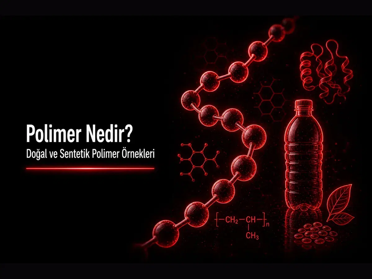 Polimer nedir sorusu için doğal ve sentetik polimer örnekleri, monomer zinciri kapak görseli