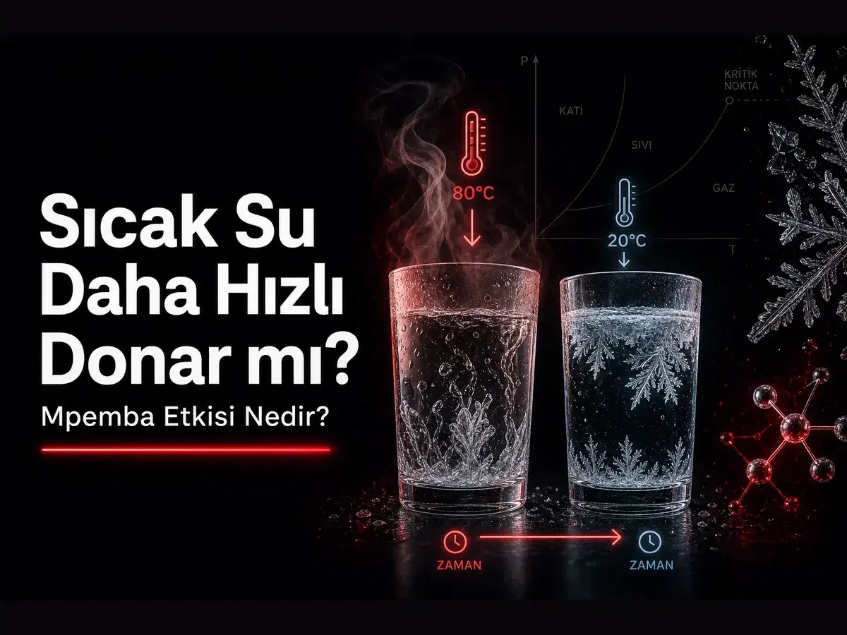 Sıcak ve soğuk su donma karşılaştırması, Mpemba etkisi ve hal değişim grafiği konulu TYT kimya blog kapak görseli