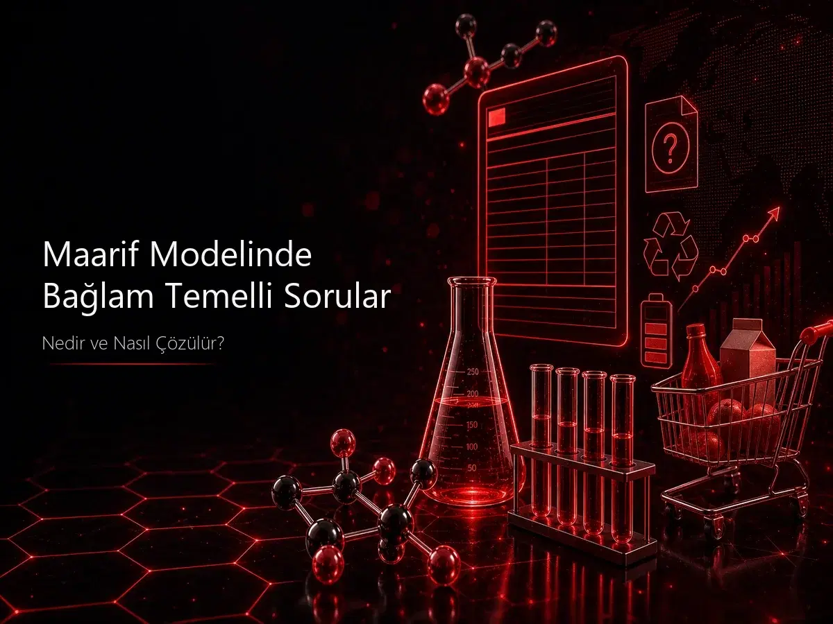Maarif Modelinde bağlam temelli sorular, tanım ve kimya soru çözme adımları konulu blog kapak görseli