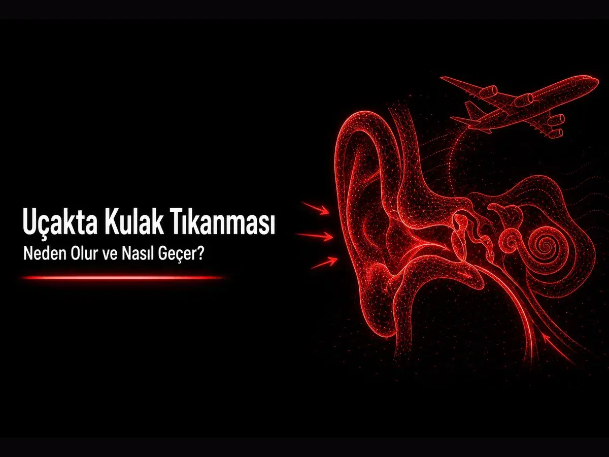 Uçakta kulak tıkanması: kabin basıncı, orta kulak ve Östaki borusu bilim temalı kapak görseli