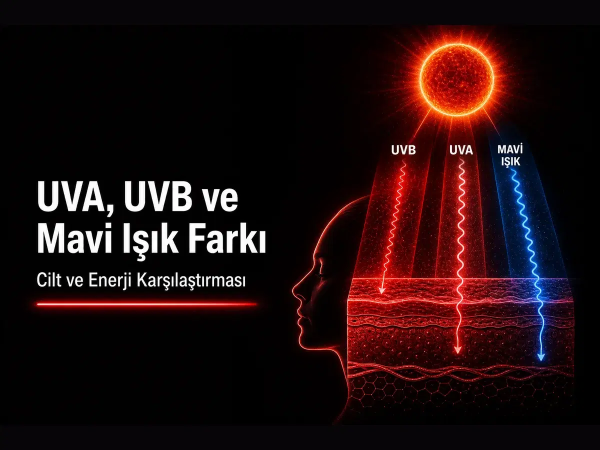 UVA UVB ve mavi ışık farkı: dalga boyu enerji spektrumu ve cilt etkisi TYT karşılaştırma kapak görseli