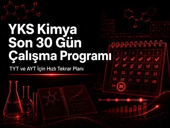 YKS kimya son 30 gün çalışma planı ve TYT AYT hızlı tekrar tablosu üzerinde çalışan öğrenci
