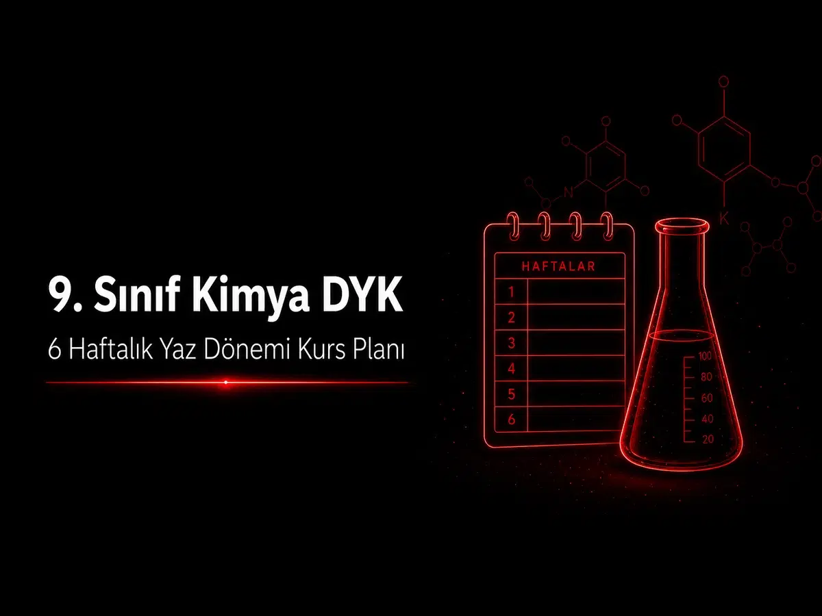 9. sınıf kimya DYK 6 haftalık yaz dönemi kurs planı — Word/PDF şablon kapak görseli