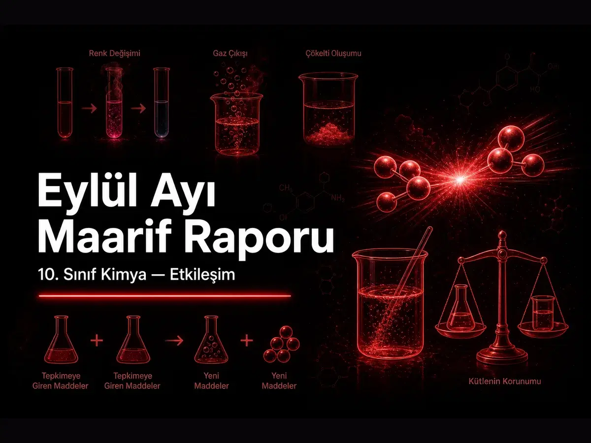 10. sınıf kimya eylül ayı Maarif ders raporu kapak görseli