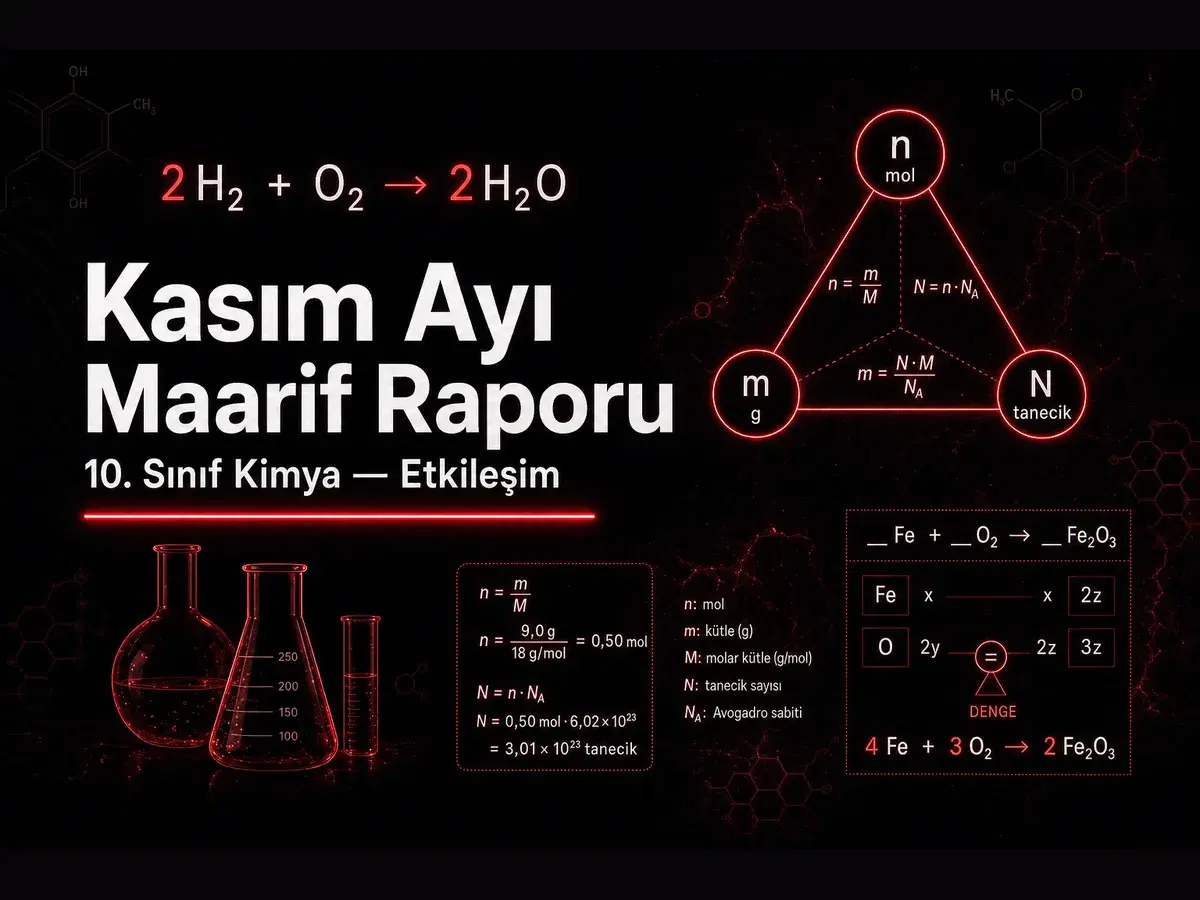10. sınıf kimya kasım ayı Maarif ders raporu kapak görseli