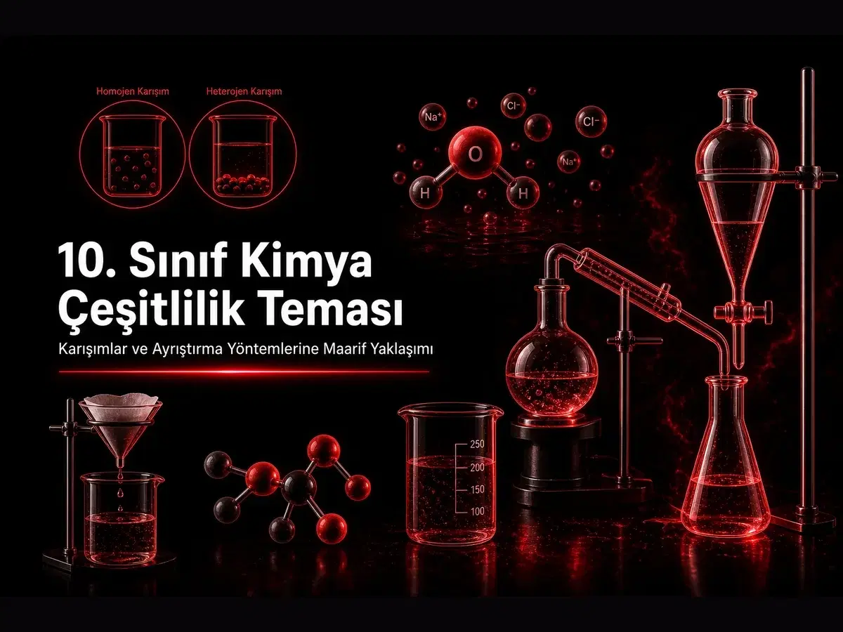 10. sınıf kimya Çeşitlilik teması, karışımlar ve ayırma yöntemlerine Maarif Modeli yaklaşımı konulu blog kapak görseli