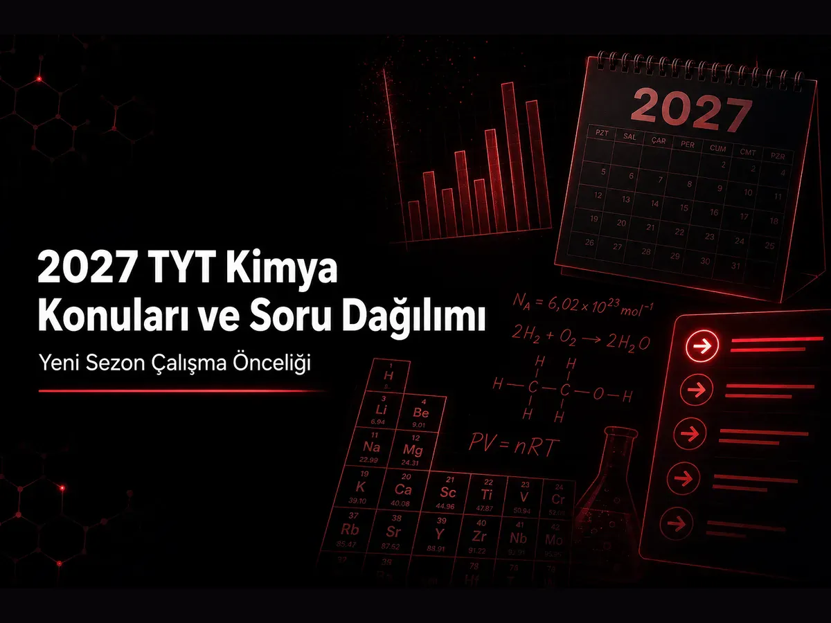 2027 TYT Kimya konuları, soru dağılımı ve yeni sezon çalışma önceliği konulu YKS kimya blog kapak görseli