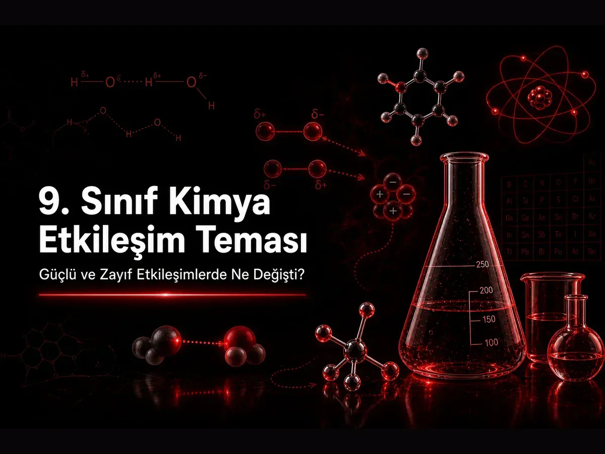 9. sınıf kimya Etkileşim teması, güçlü ve zayıf etkileşimlerde Maarif Modeli değişiklikleri konulu blog kapak görseli