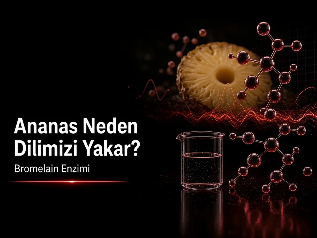 Ananas neden dilimizi yakar: bromelain enzimi, proteaz ve dil proteinleri konulu TYT blog kapak görseli