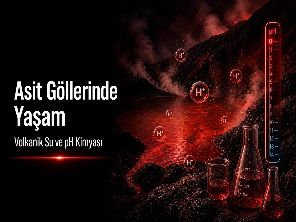 Asit göllerinde yaşam, volkanik krater gölü, pH ölçeği ve asidofil bakteri konulu TYT kimya blog kapak görseli