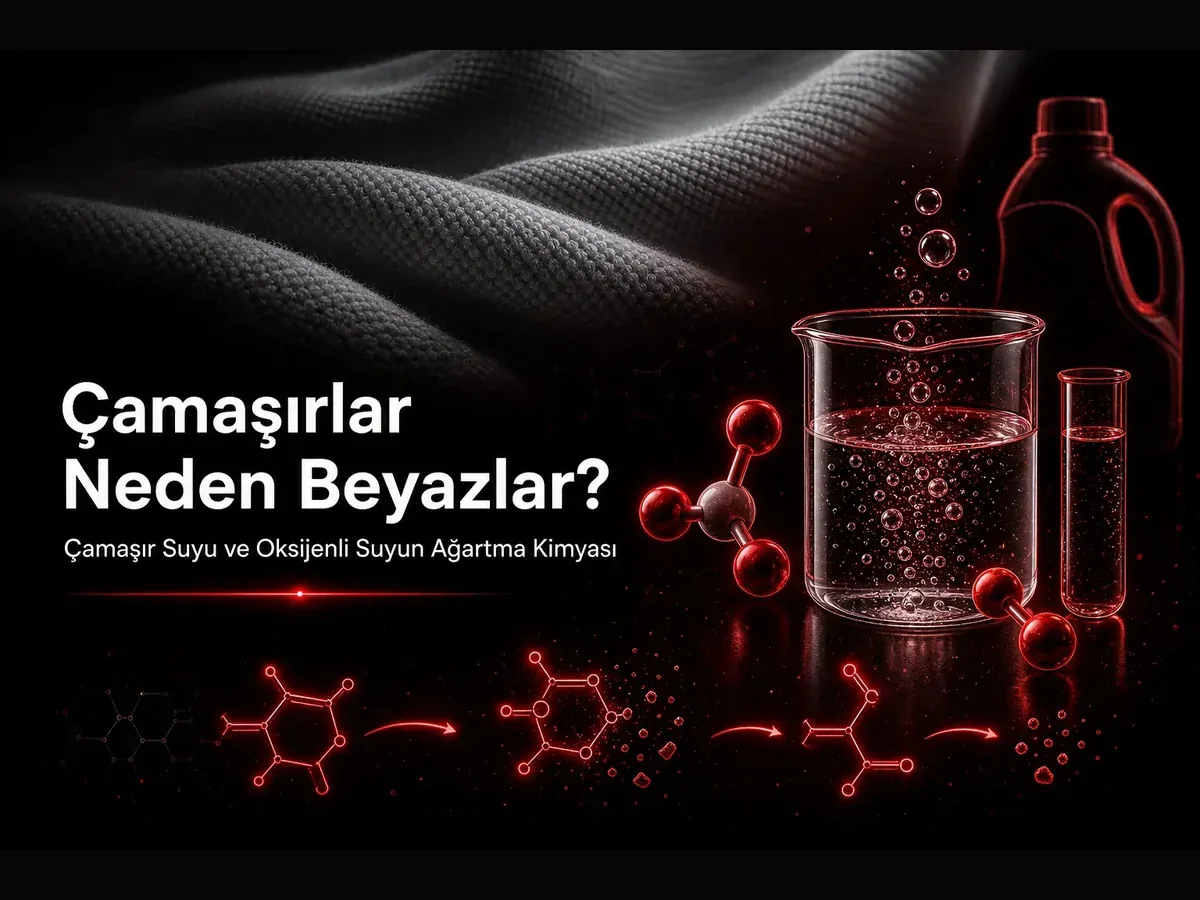 Beyaz çamaşır, çamaşır suyu ve oksijenli su ağartma kimyası, NaClO ve H2O2 redoks tepkimesi konulu TYT kimya blog kapak görseli