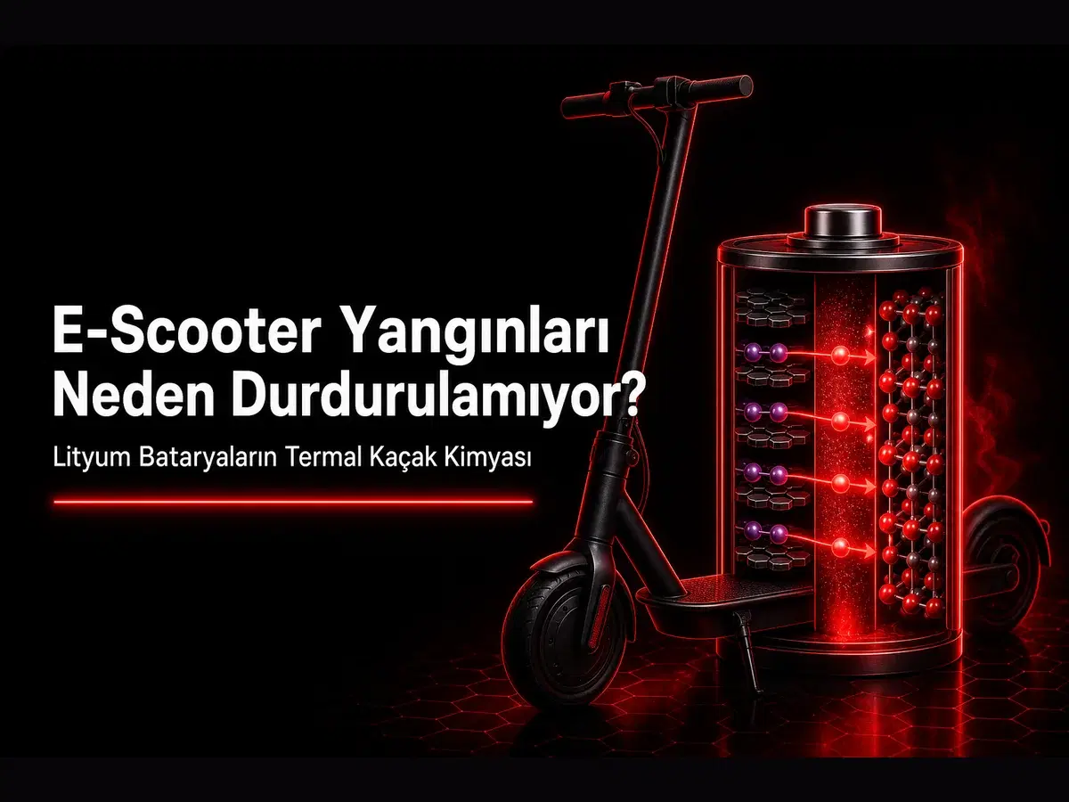 Elektrikli scooter yangını neden olur: lityum batarya termal kaçak kimyası, lityum iyon hücre ısınma ve yangın riski şeması