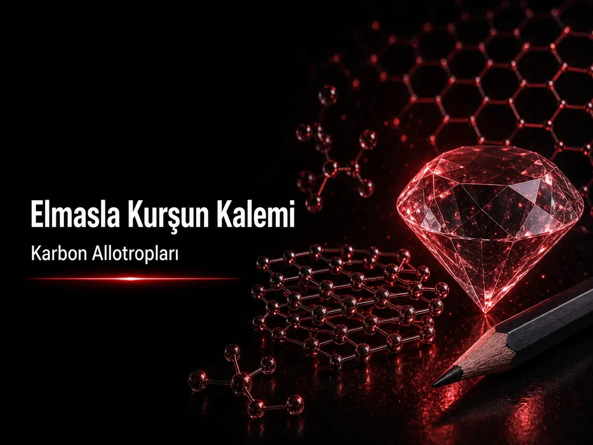 Elmas ve kurşun kalemi grafit yapısını karşılaştıran karbon allotropları TYT kimya blog kapak görseli