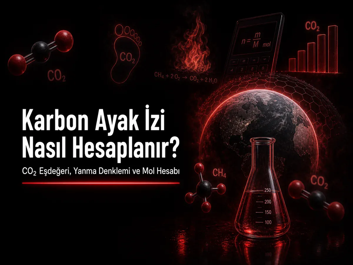 Karbon ayak izi hesaplama, CO2 eşdeğeri ve yanma denklemi konulu TYT kimya blog kapak görseli