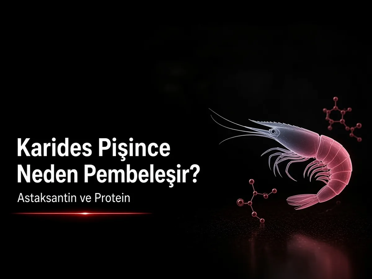 Karides pişince neden pembeleşir: astaksantin, protein ve pembe kabuğu gösteren kapak görseli