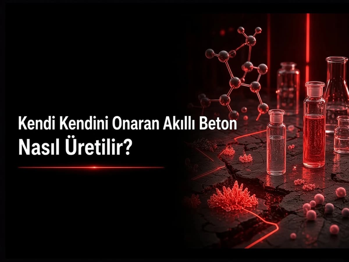 Kendi kendini onaran akıllı beton nasıl üretilir kapak: bakteri CaCO3 çökelmesi ve çatlak onarımı TYT şeması