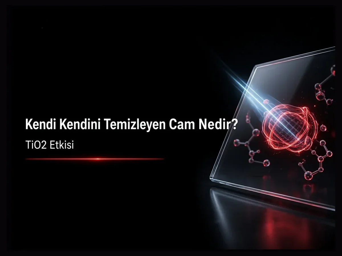 Kendi kendini temizleyen cam nedir? Fotokatalitik TiO2, hidrofili, UV ve self cleaning glass TYT şeması