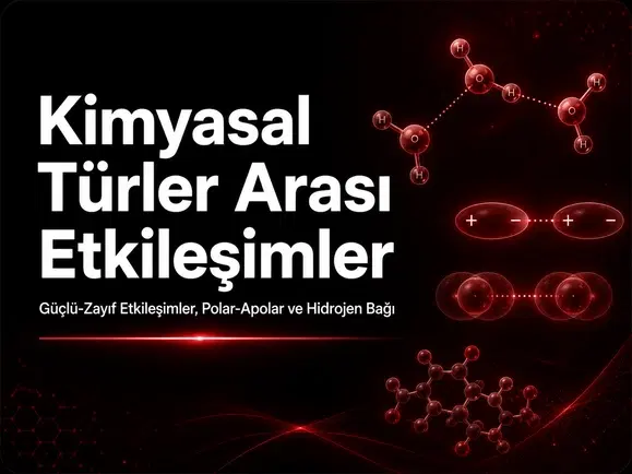 Kimyasal türler arası güçlü zayıf etkileşimler, polar apolar ayrımı ve hidrojen bağı konu görseli
