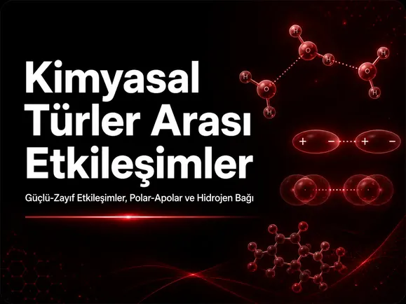 Kimyasal türler arası güçlü zayıf etkileşimler, polar apolar ayrımı ve hidrojen bağı konu görseli