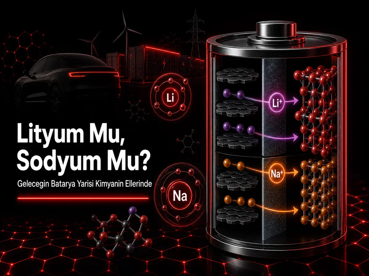 Lityum mu sodyum mu batarya yarışı; Li iyon Na iyon pil kimyası karşılaştırması konulu TYT AYT blog kapak görseli