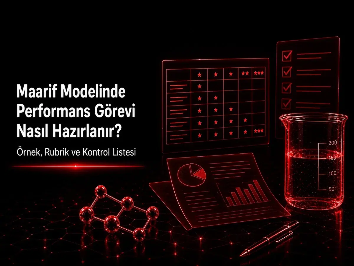 Maarif performans görevi hazırlama, rubrik tablosu ve kimya öğretmen rehberi konulu blog kapak görseli