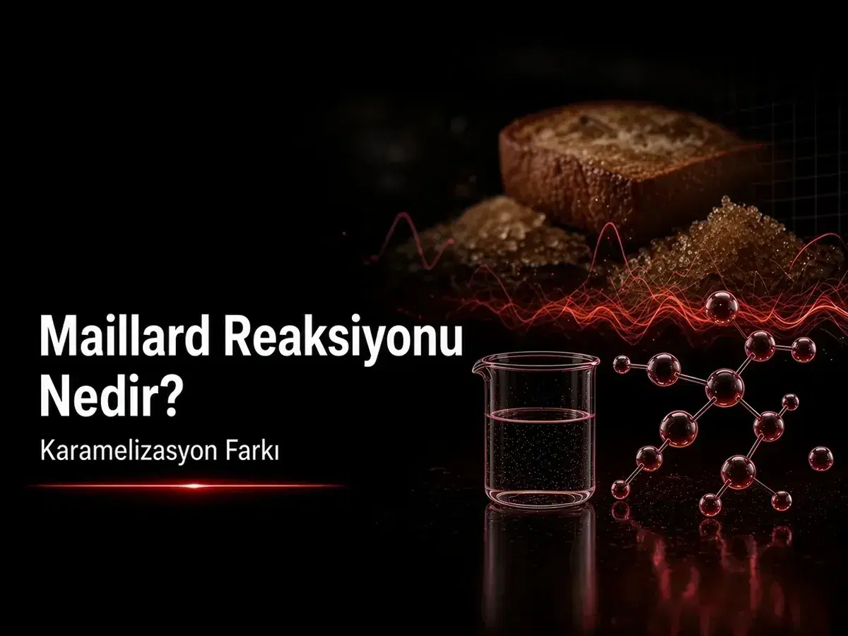 Maillard reaksiyonu nedir: karamelizasyon farkı, kahverengi kabuk, şeker ve ısı konulu TYT blog kapak görseli