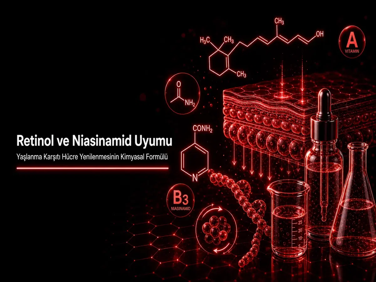 Retinol ve niasinamid uyumu hücre yenilenmesi kolajen bariyer yaşlanma karşıtı kimyası TYT organik kimya kapak görseli