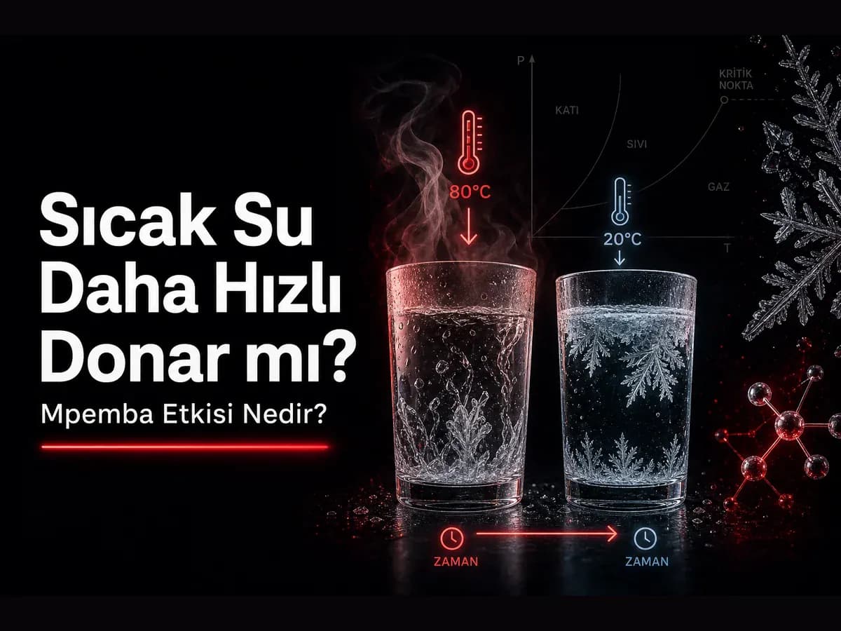 Sıcak ve soğuk su donma karşılaştırması, Mpemba etkisi ve hal değişim grafiği konulu TYT kimya blog kapak görseli