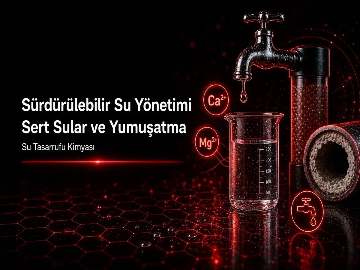Sürdürülebilir su yönetimi, sert su yumuşatma yöntemleri ve su tasarrufu kimyası konulu blog kapak görseli