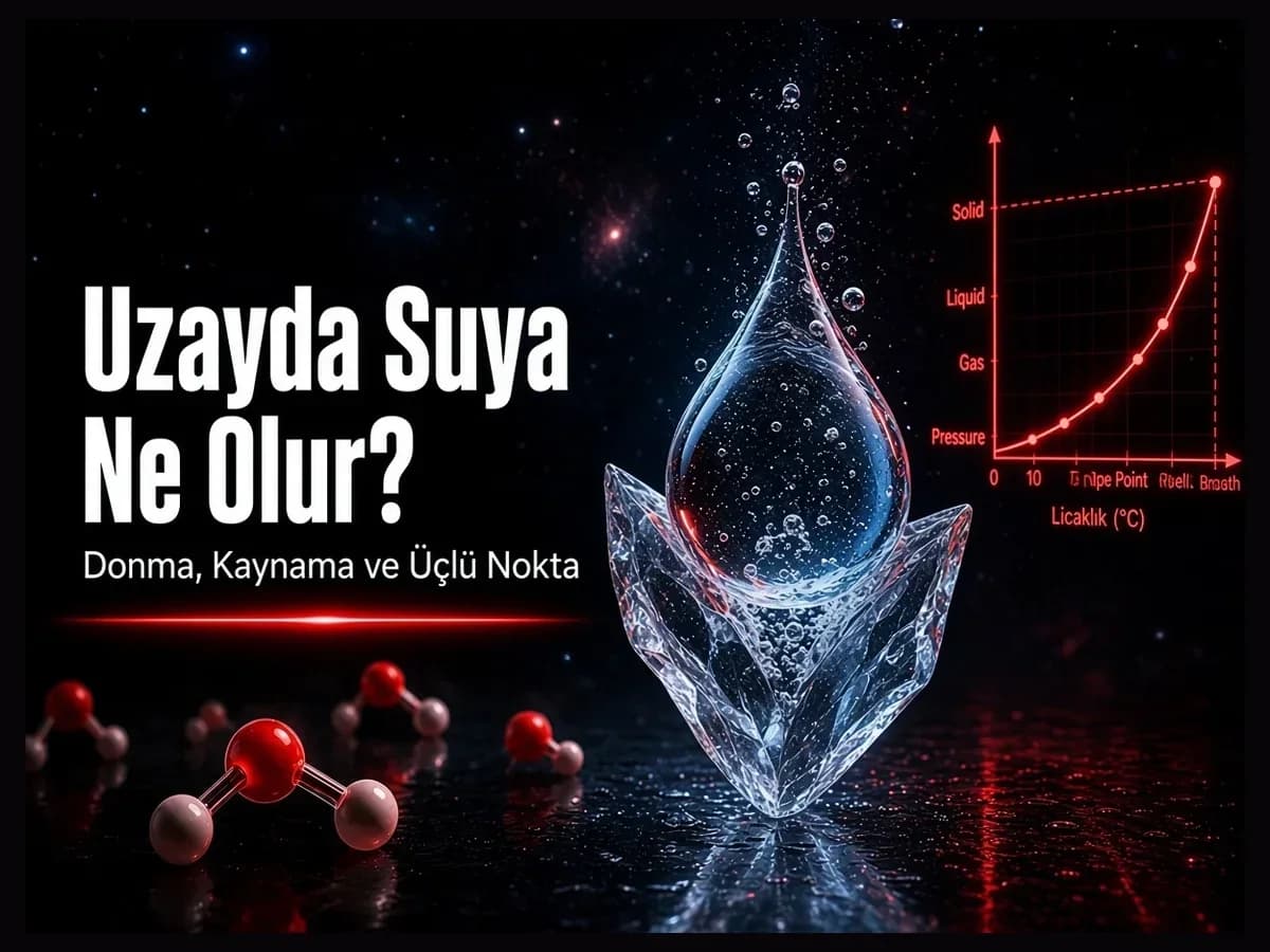 Uzayda suya ne olur TYT kapak görseli, donma, kaynama, üçlü nokta ve vakumda su diyagramı