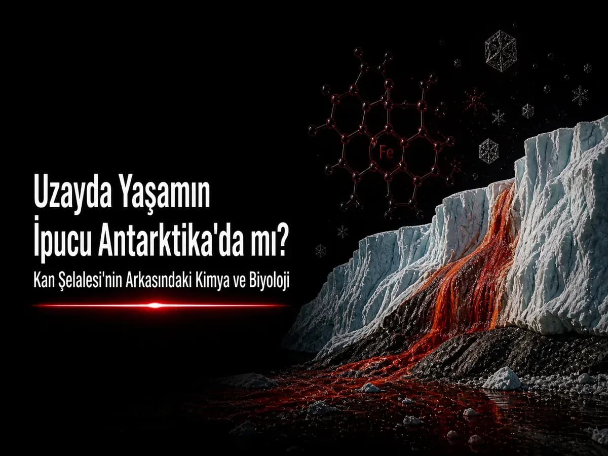 Kan şelalesi Antarktika kapak görseli, Taylor Buzulu demirli tuzlu su, kırmızı Fe oksit ve buz altı yaşam kimyası