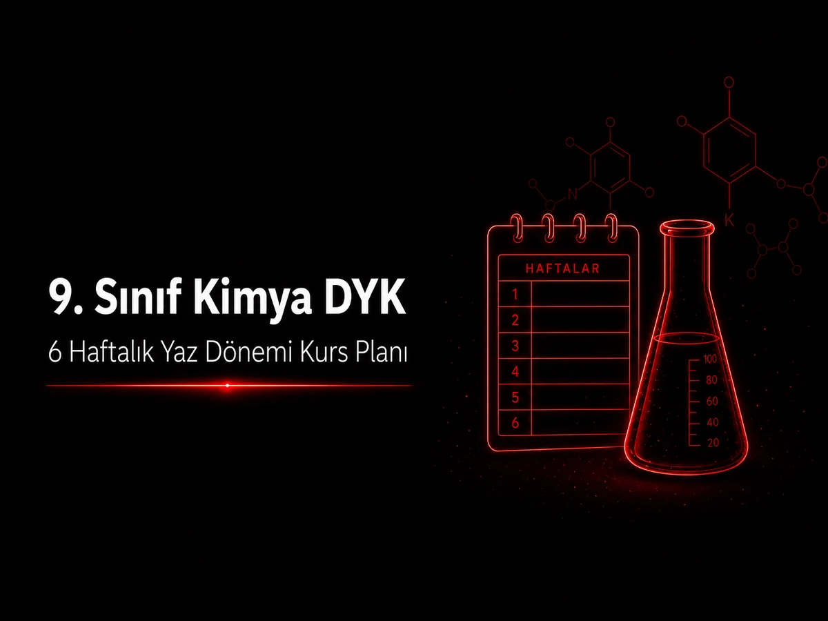 9. sınıf kimya DYK 6 haftalık yaz dönemi kurs planı — Word/PDF şablon kapak görseli